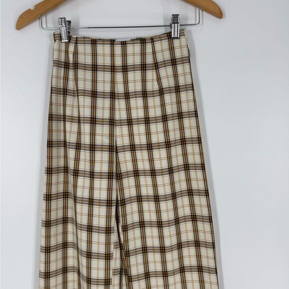 Princess Polly Euros Plaid Wide Leg Pants in Yellow Check | Size 0 - Picture 6 of 9